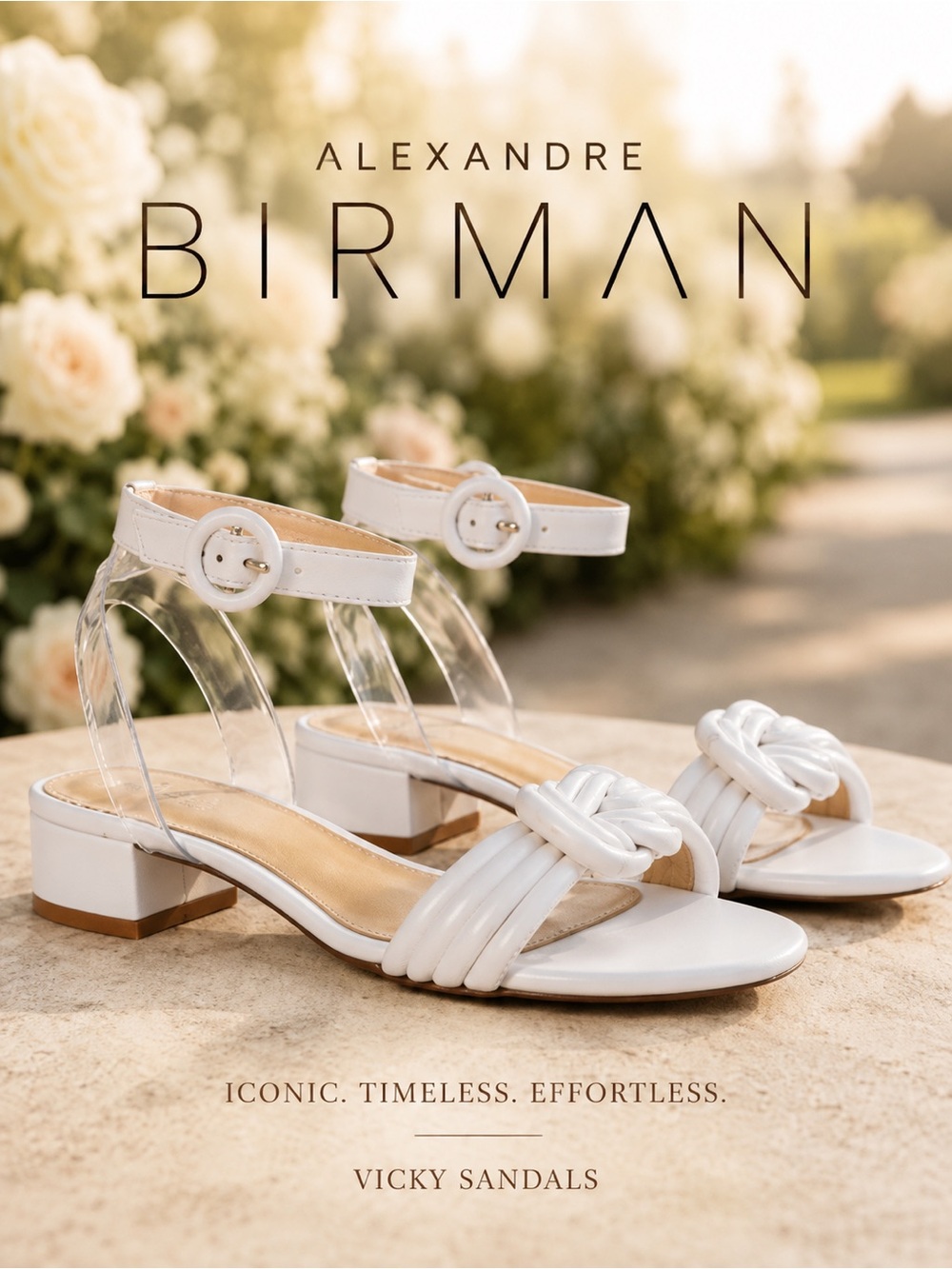 Alexandre Birman Vicky White Leather Knot Sandals Block Heel Brazil Size US 7.5